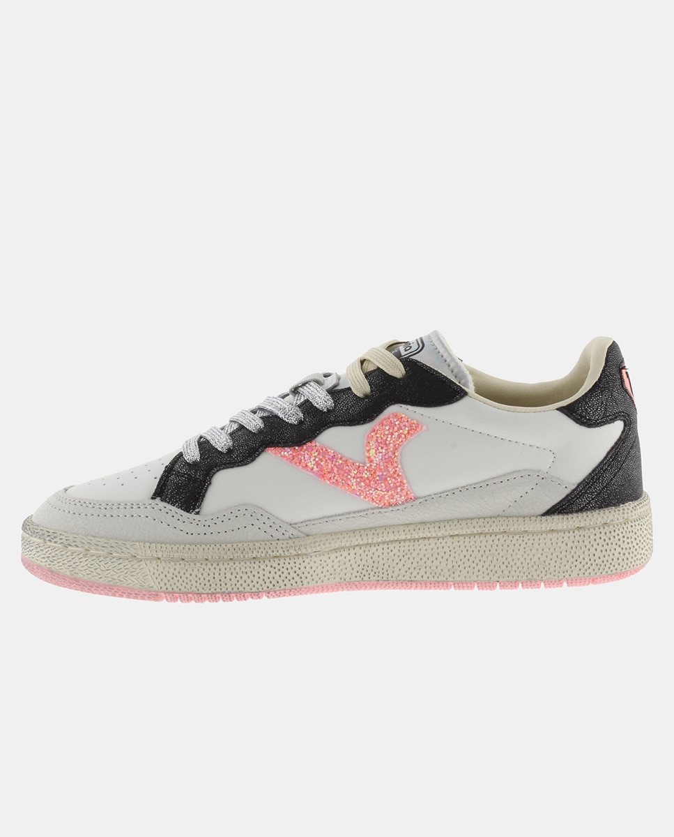 Sapatilhas Desportivas com Peças Metalizadas e Logótipo de Glitter Branco-5