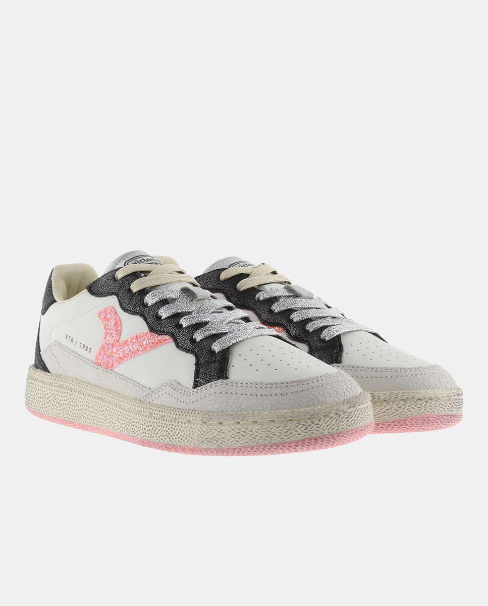 Sapatilhas Desportivas com Peças Metalizadas e Logótipo de Glitter Branco-4
