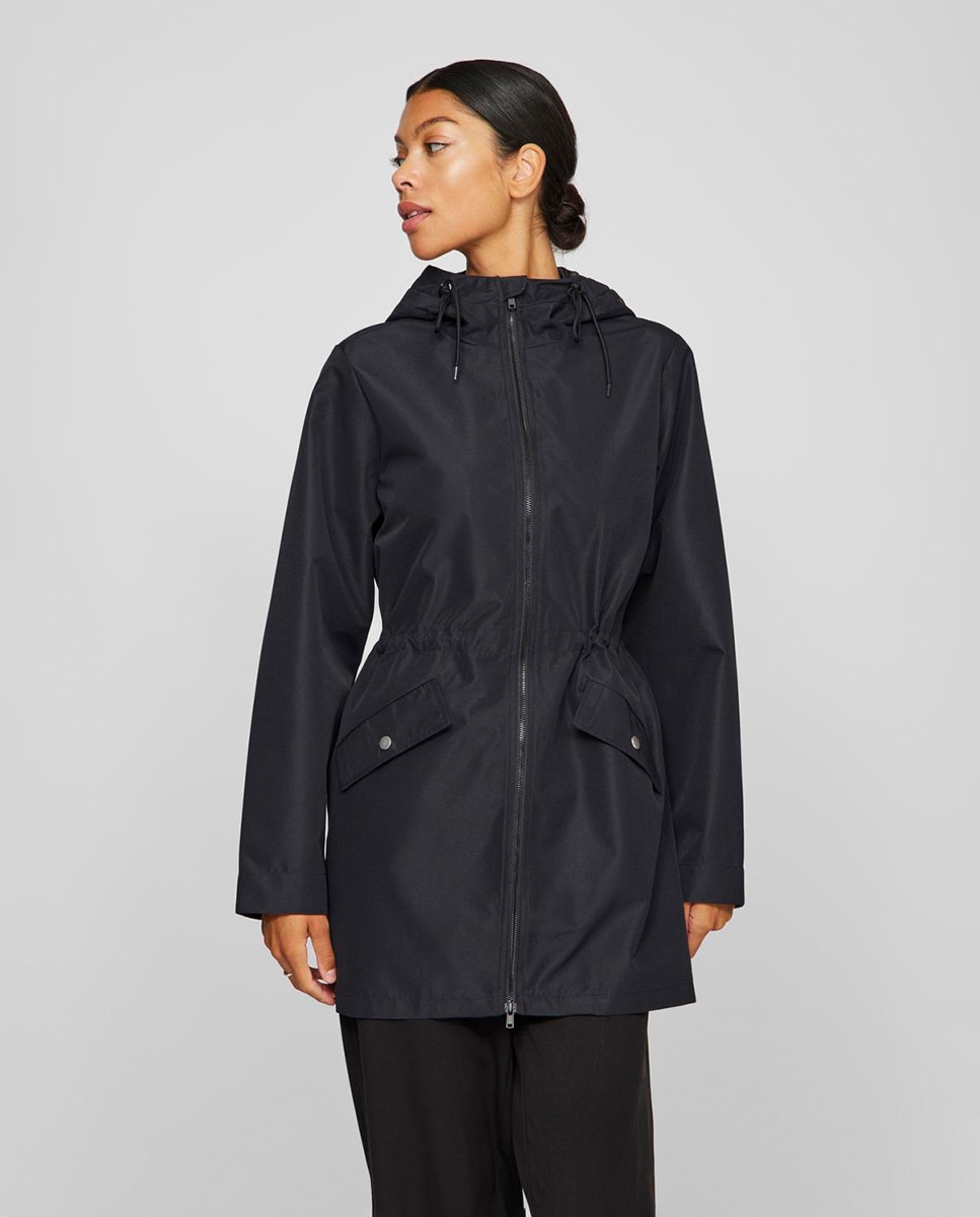 Parka Midi com Gorro Preto-1