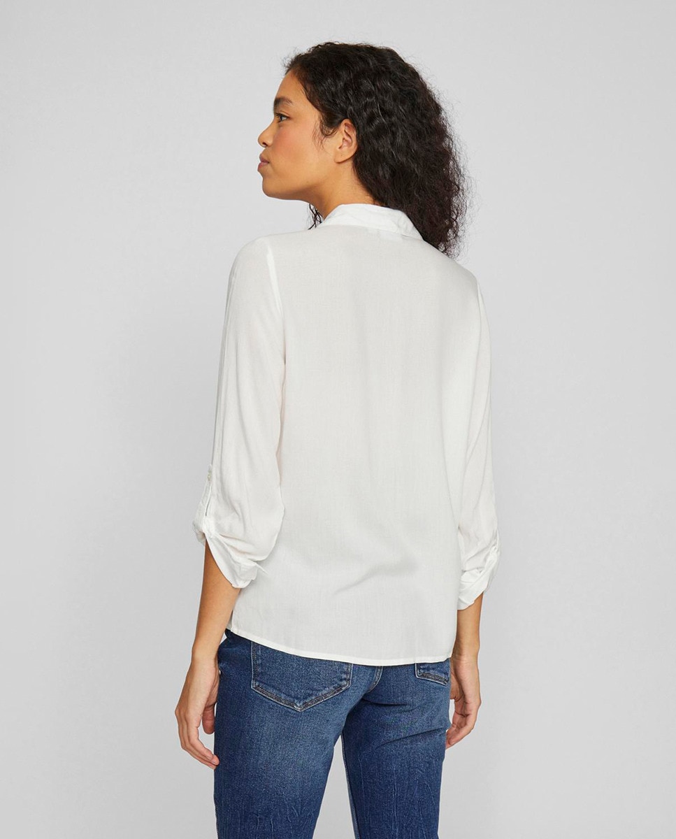 Camisa de mulher com manga 3/4 Branco-2