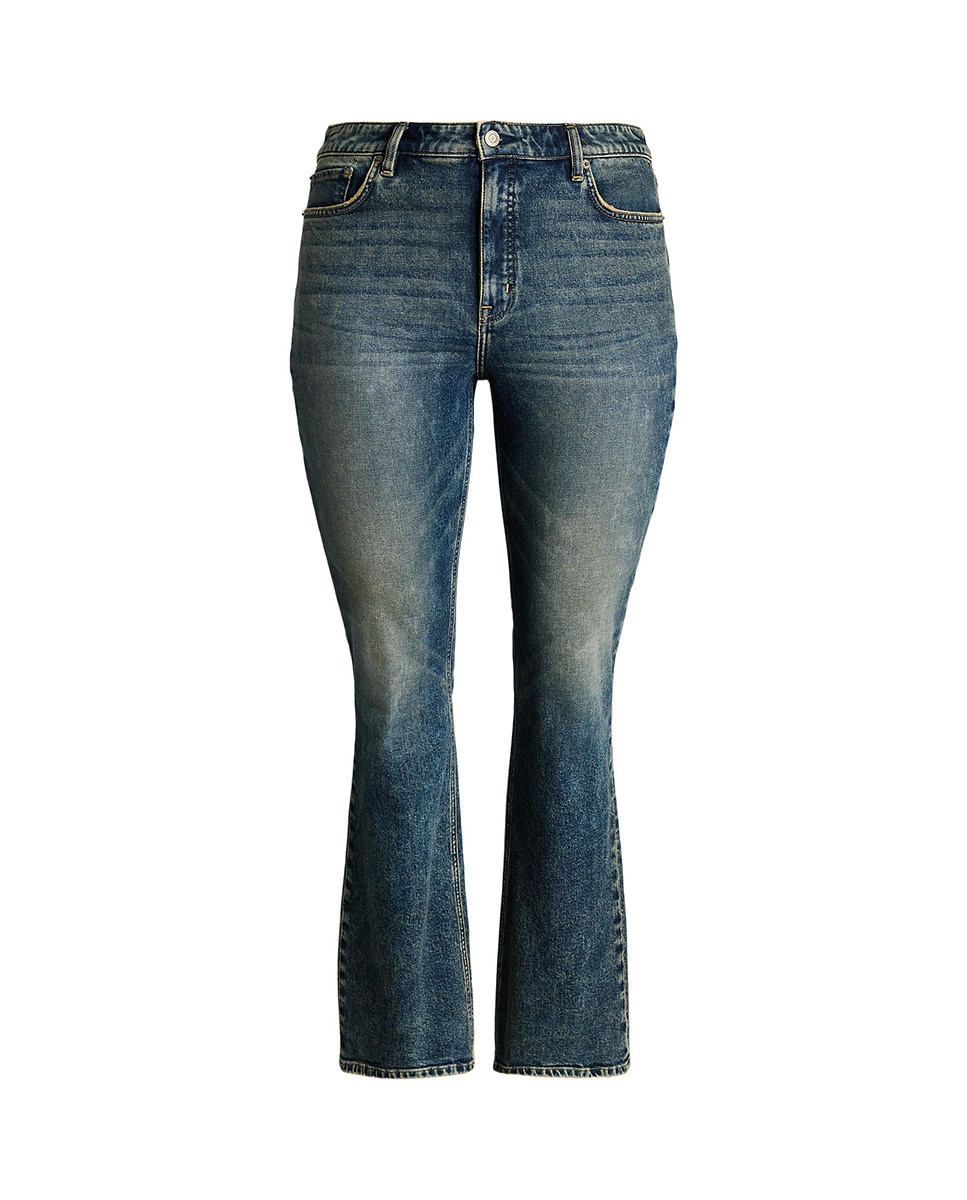 Jeans Straight Tamanhos Grandes de Cintura Subida Azul-7
