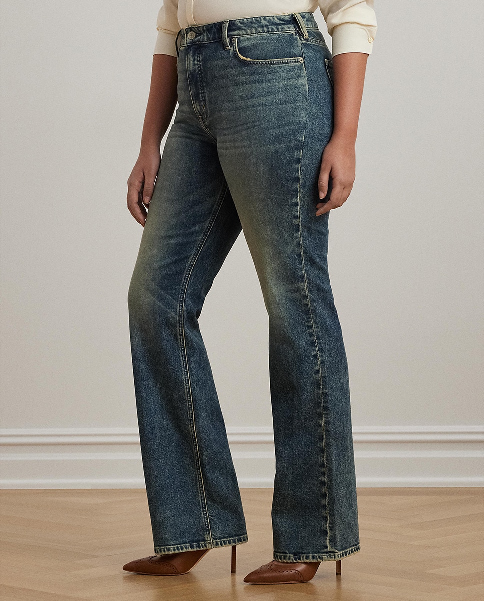 Jeans Straight Tamanhos Grandes de Cintura Subida Azul-5