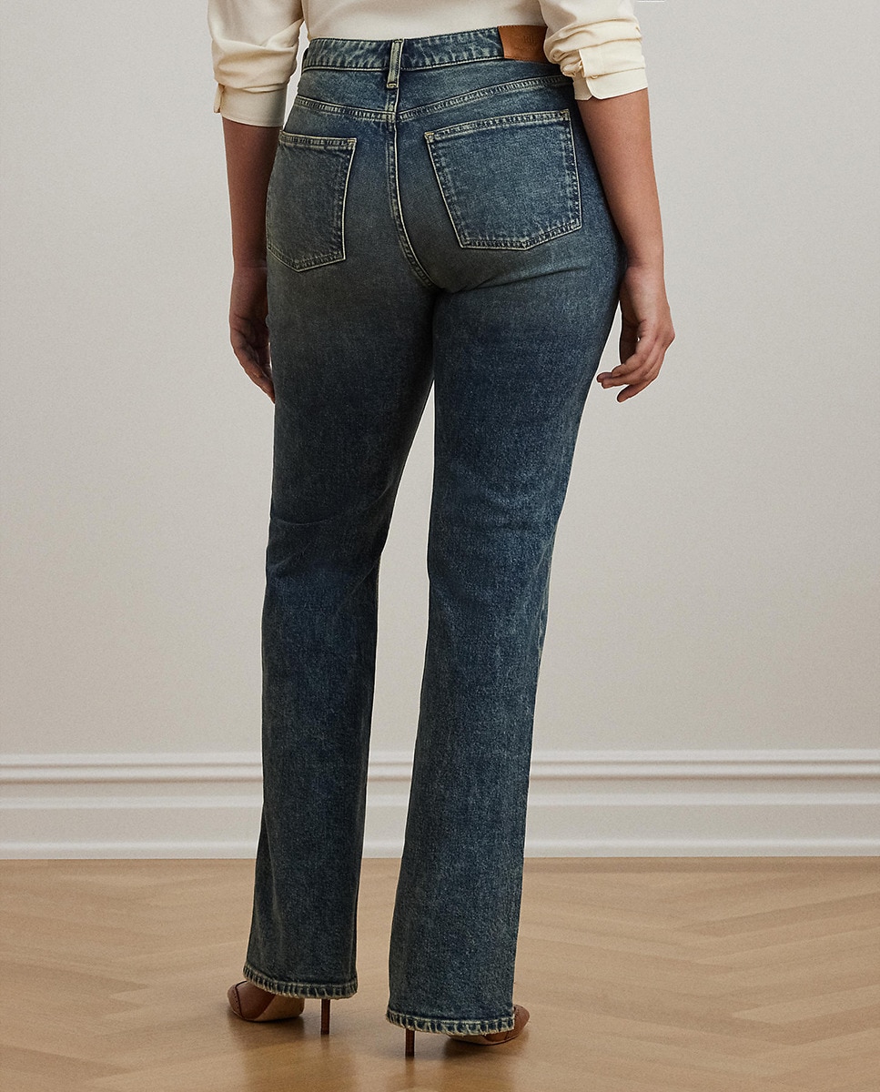 Jeans Straight Tamanhos Grandes de Cintura Subida Azul-4