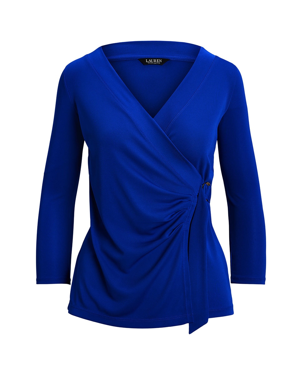T-shirt de Malha Elástica Azul-5