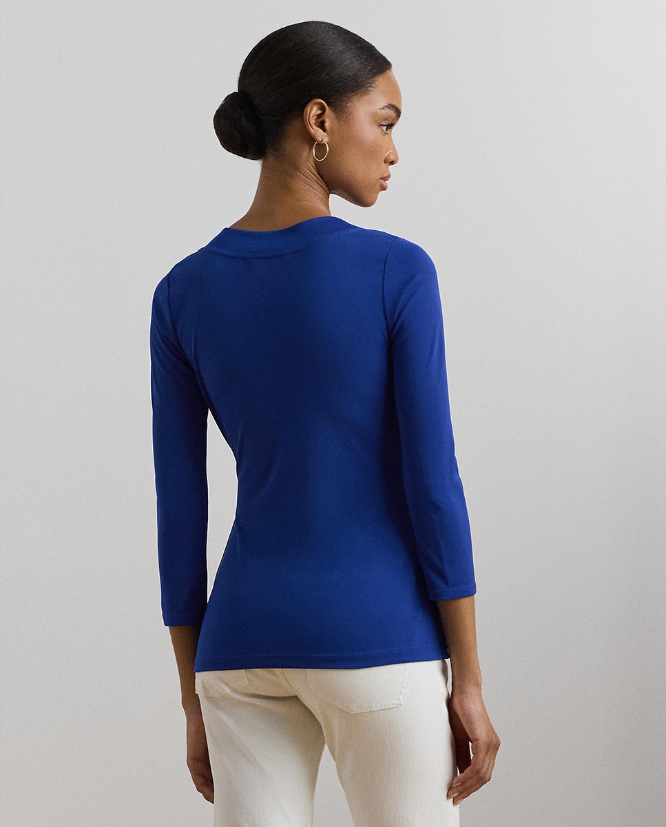 T-shirt de Malha Elástica Azul-3