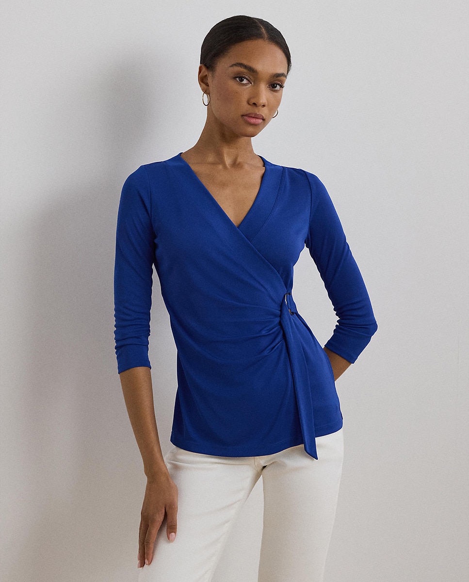 T-shirt de Malha Elástica Azul-1