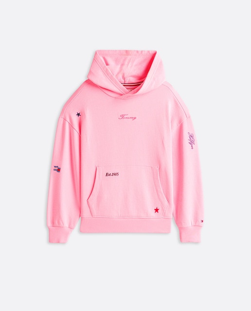 Imagen 0 de Sudadera de bebé niña con capucha y multilogos bordados