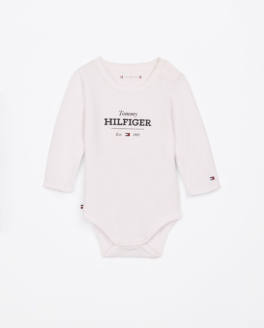 Imagen 0 de Body manga larga de bebé niño con cuello redondo con logo frontal impreso