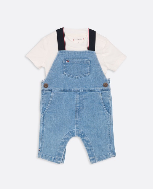 Imagen 0 de Peto de bebé niño efecto denim con tirantes elásticos y camiseta