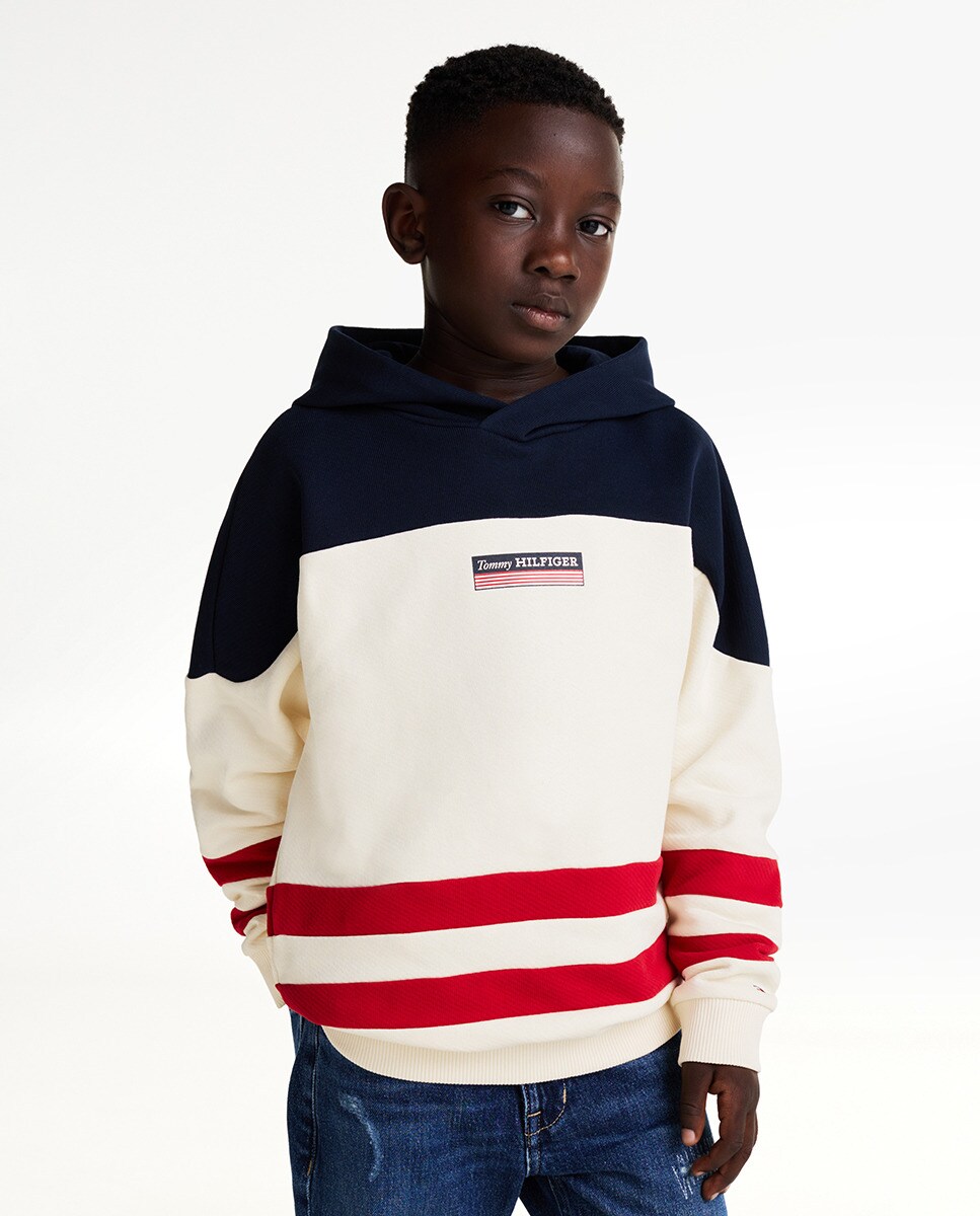 Tommy Hilfiger Sudadera Blanca Con Capucha NiÃ±o Sudadera Con