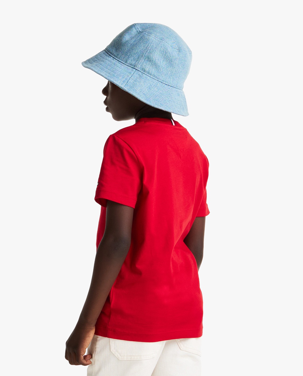 T-shirt de Decote Redondo e Logótipo Impresso à Frente Vermelho-2