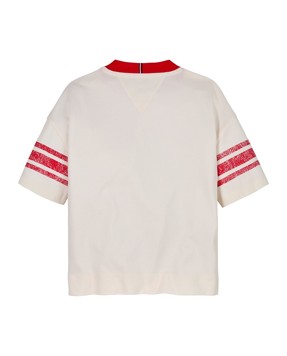 T-shirt de Manga Curta com Logótipo Impresso à Frente Branco-6