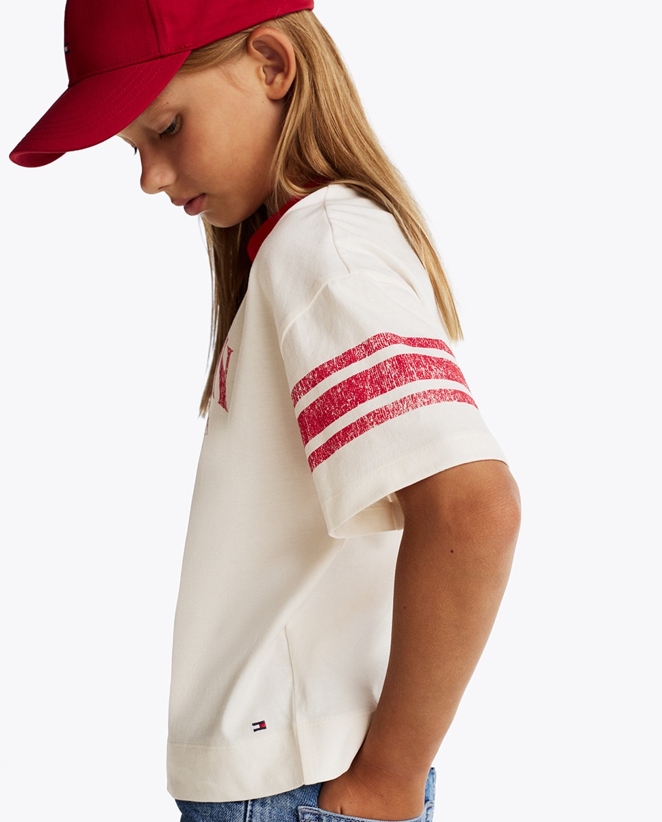T-shirt de Manga Curta com Logótipo Impresso à Frente Branco-3