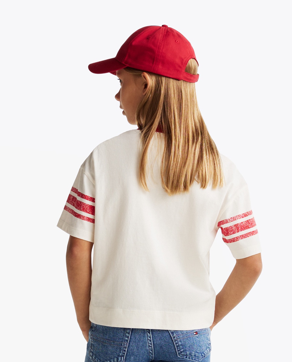T-shirt de Manga Curta com Logótipo Impresso à Frente Branco-2