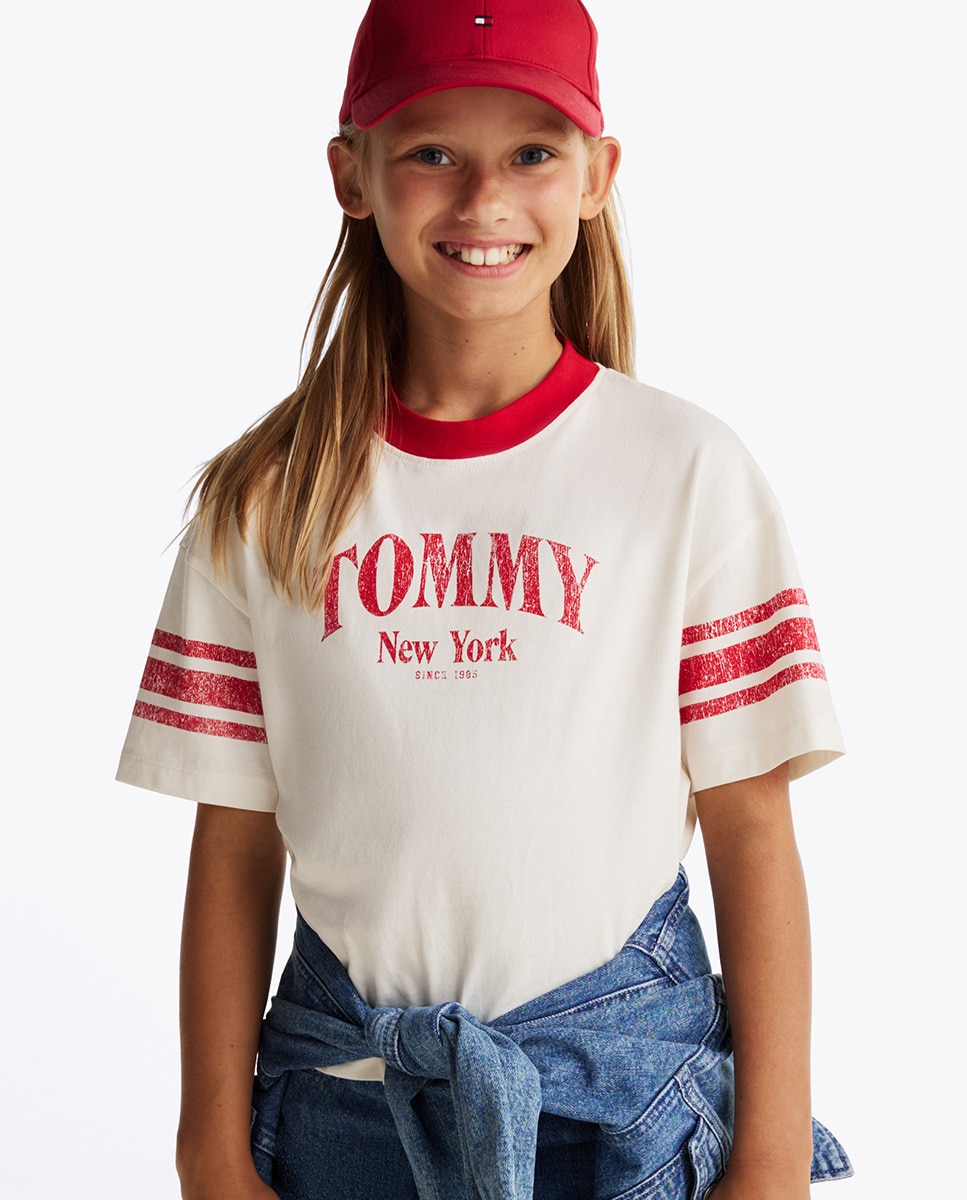 T-shirt de Manga Curta com Logótipo Impresso à Frente Branco-1