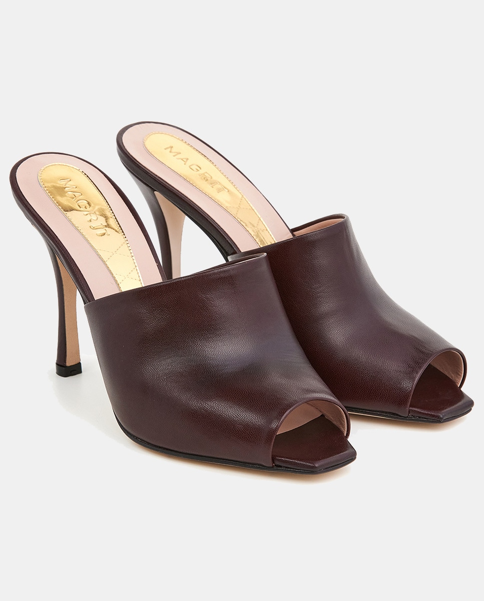 Mules de Salto em Pele - Castanho Chocolate Castanho-chocolate-2