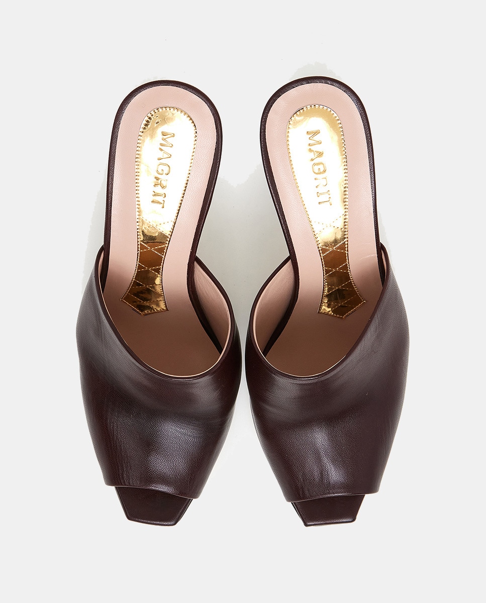 Mules de Salto em Pele - Castanho Chocolate Castanho-chocolate-5