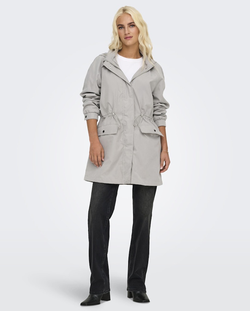 Parka com Capuz e Manga Comprida Cinzento-6