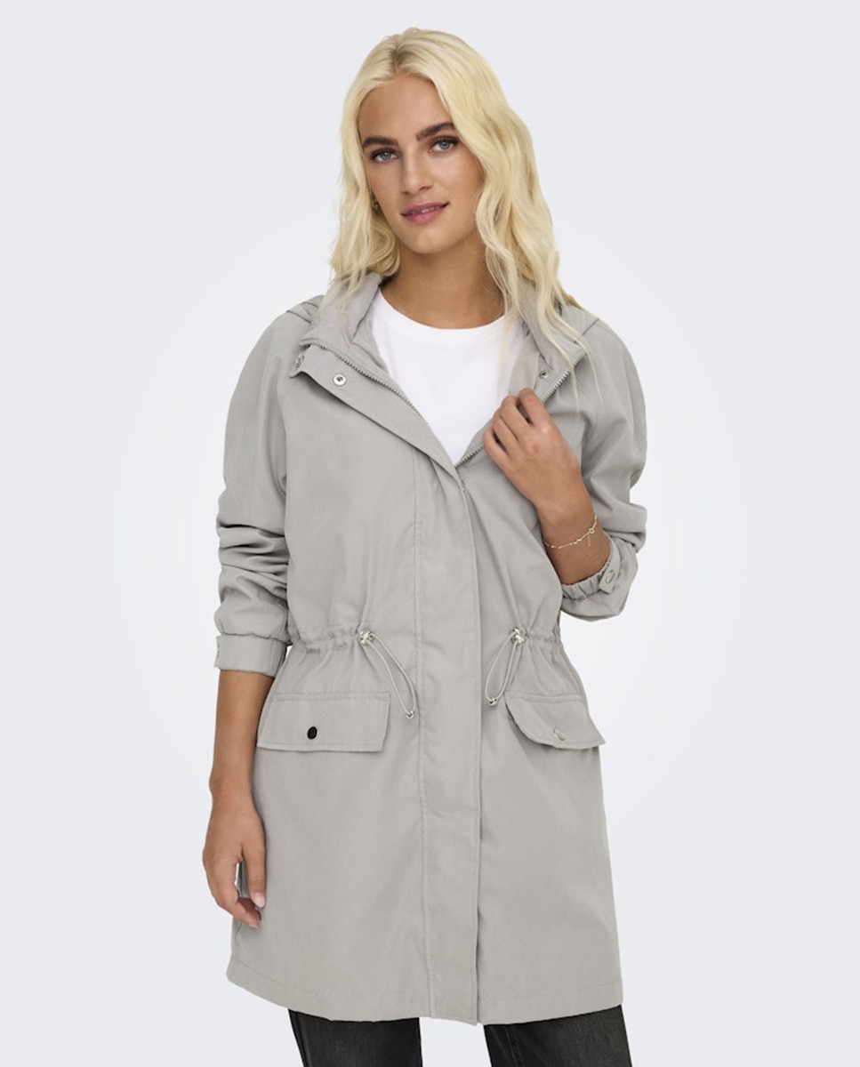 Parka com Capuz e Manga Comprida Cinzento-3