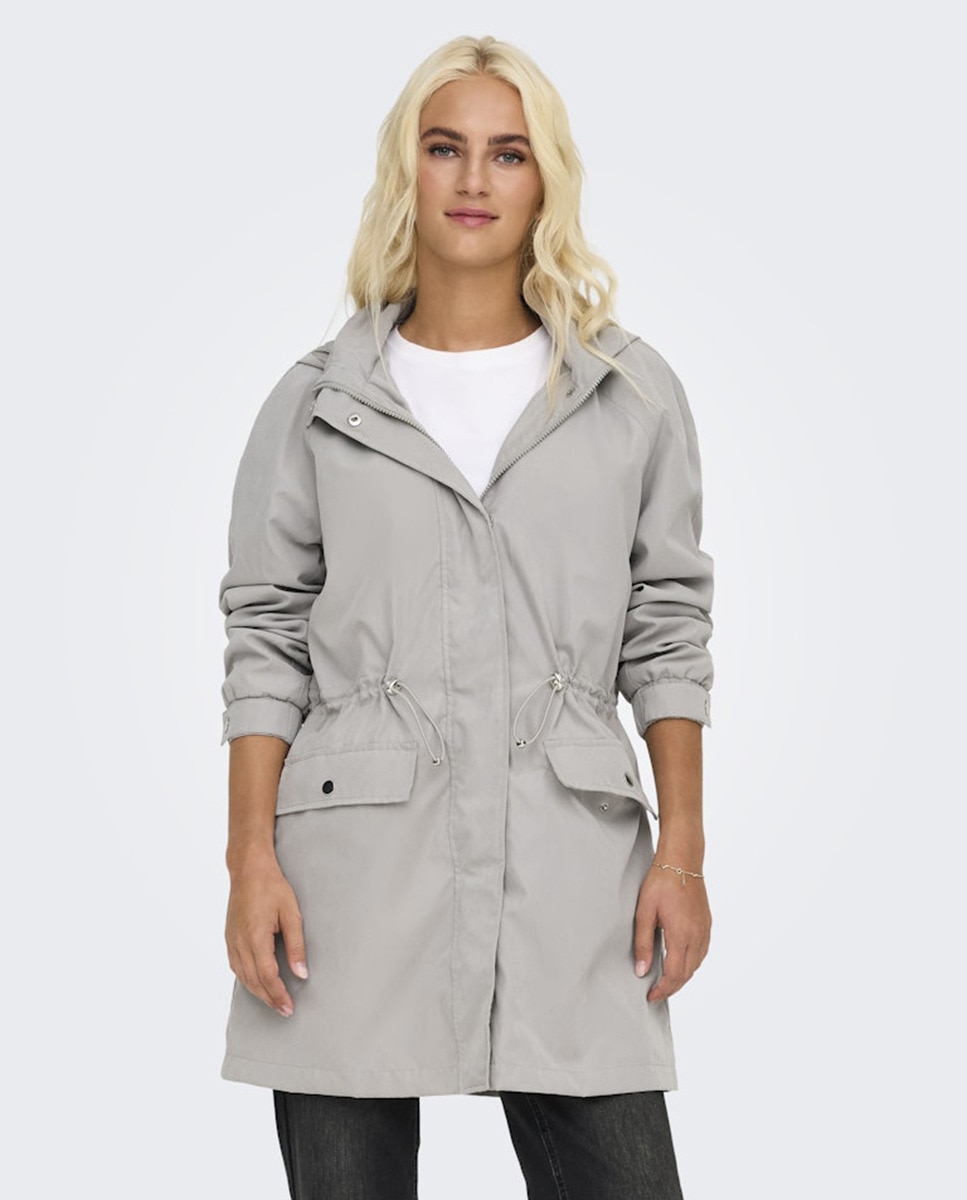 Parka com Capuz e Manga Comprida Cinzento-1
