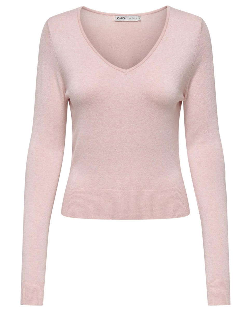Camisola de malha fina com manga comprida Rosa-claro-4