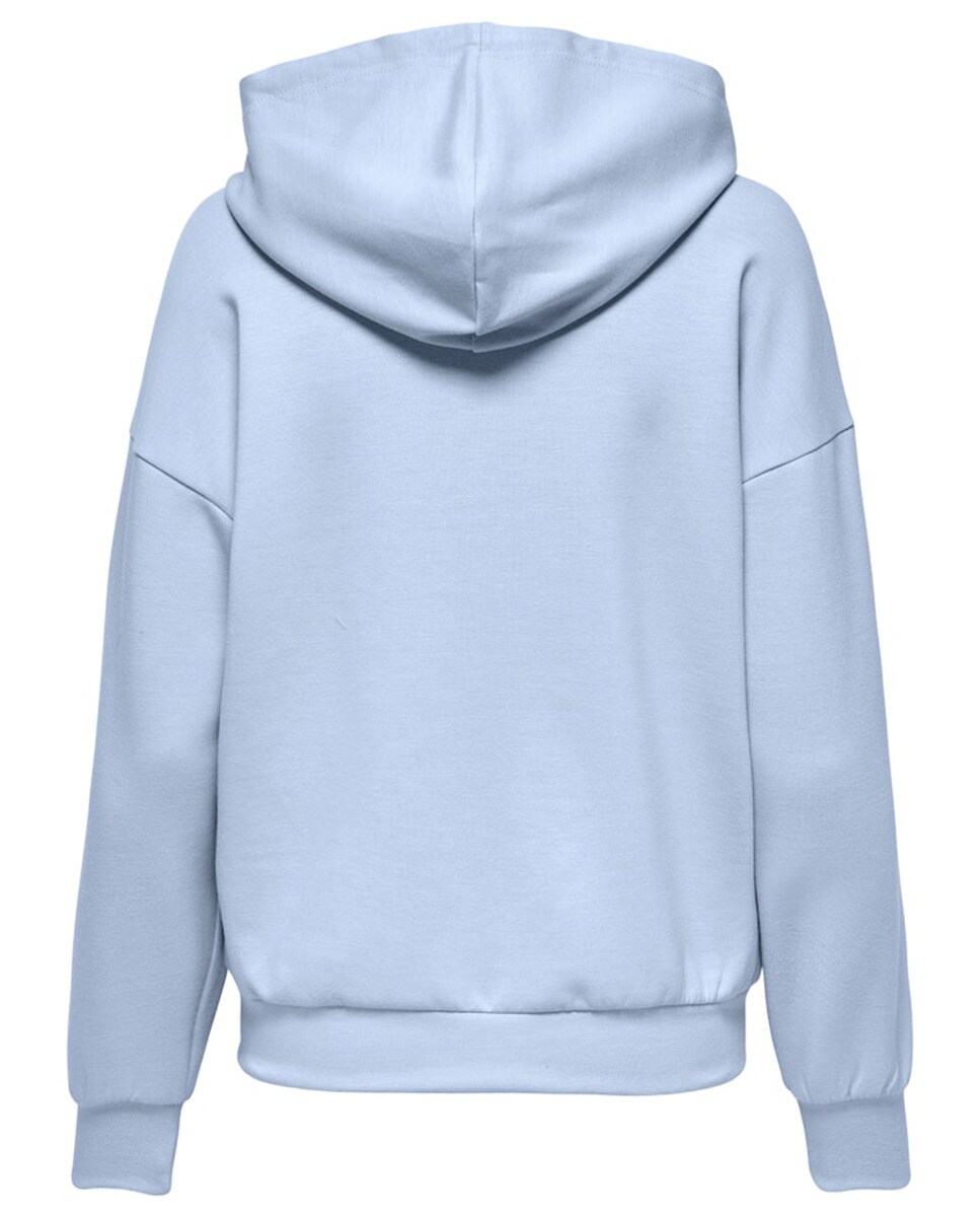 Sweatshirt Aberta com Fecho de Correr e Capuz Azul-claro-6