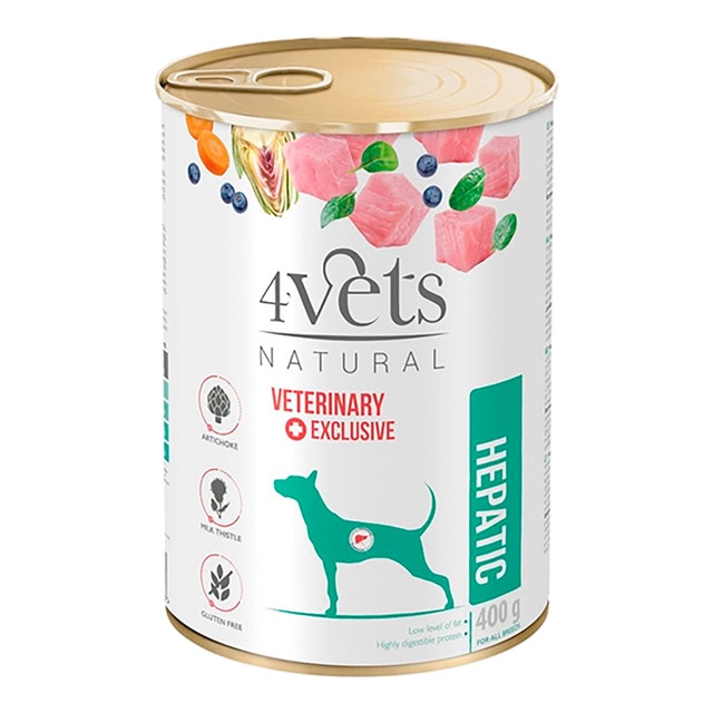 Imagen 0 de Comida húmeda para perros adultos 4Vets Natural Hepatic Dietas Veterinarias pavo 400 g