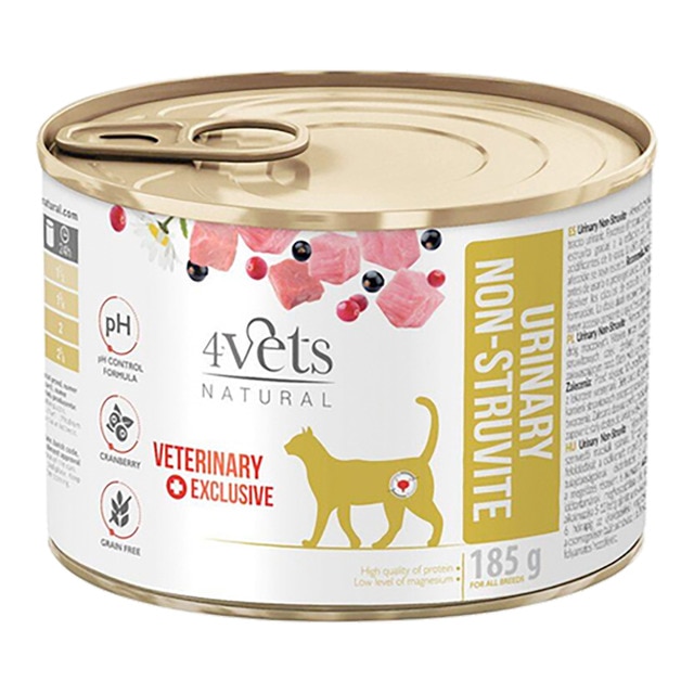 Imagen 0 de Comida húmeda para gatos adultos 4Vets Natural Urinary Non-Struvite Dietas veterinarias pavo y cordero 185 g