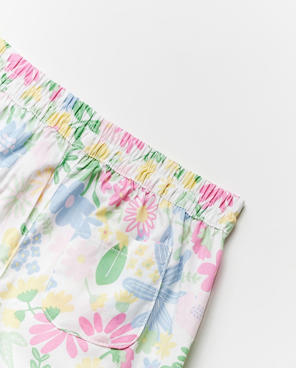 Calções com Estampado Floral Multicolor-3
