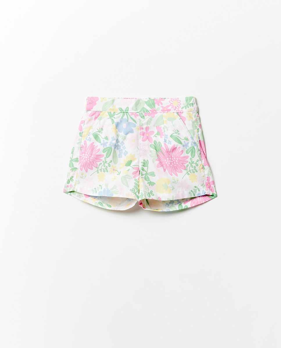Calções com Estampado Floral Multicolor-1
