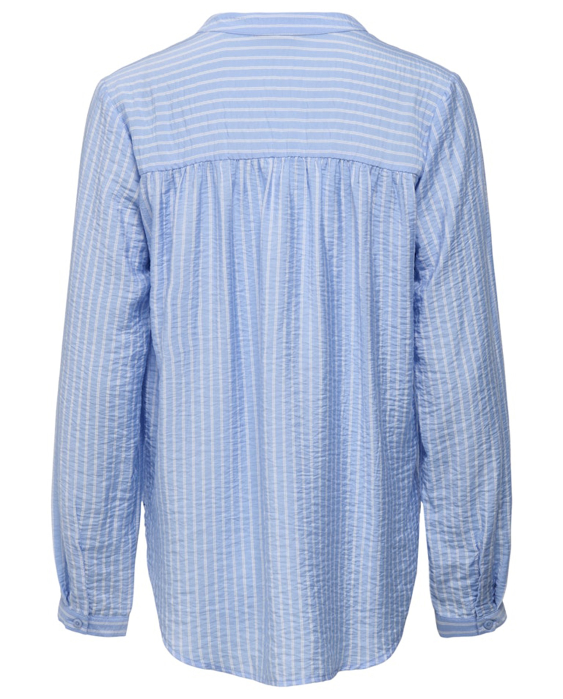 Camisa de mulher com manga comprida Azul-6