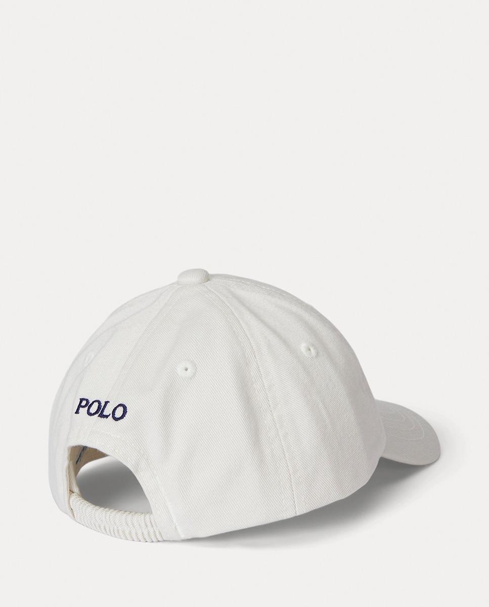 Boné Unissexo de Algodão com Polo Bear Branco-2