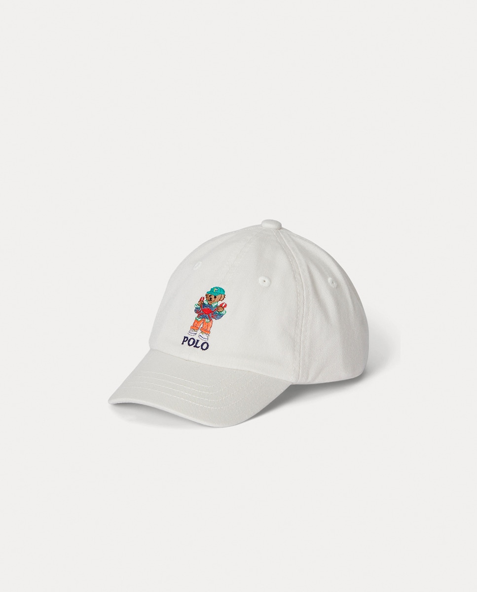 Boné Unissexo de Algodão com Polo Bear Branco-1