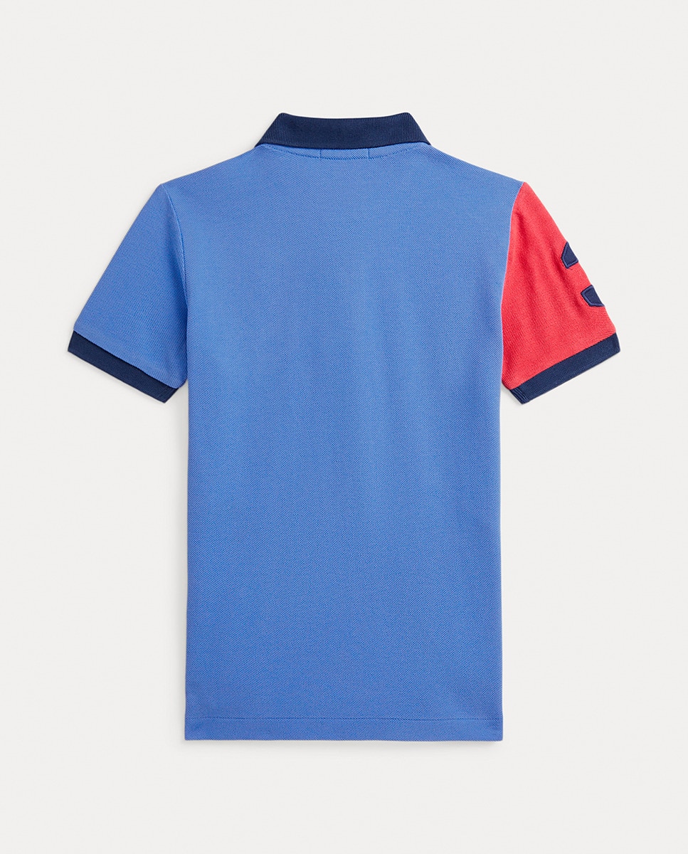 Polo de Algodão com Risca Diagonal Azul-5