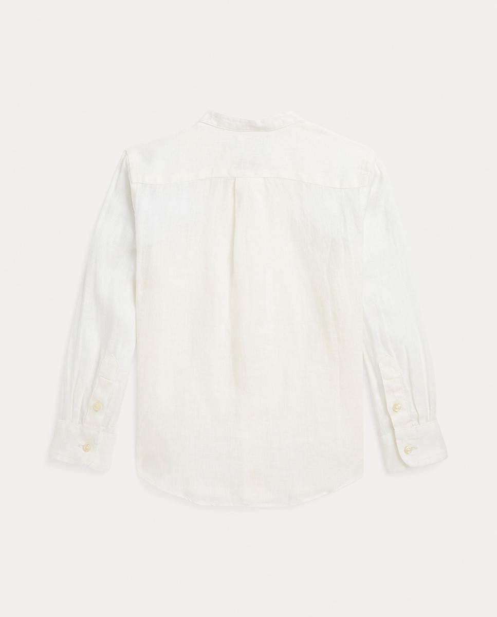 Camisa de Linho com Gola à Padre Branco-5