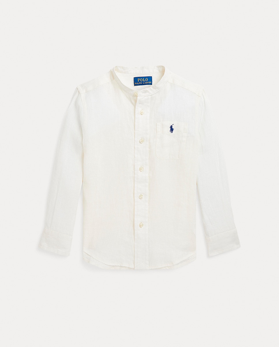 Camisa de Linho com Gola à Padre Branco-4