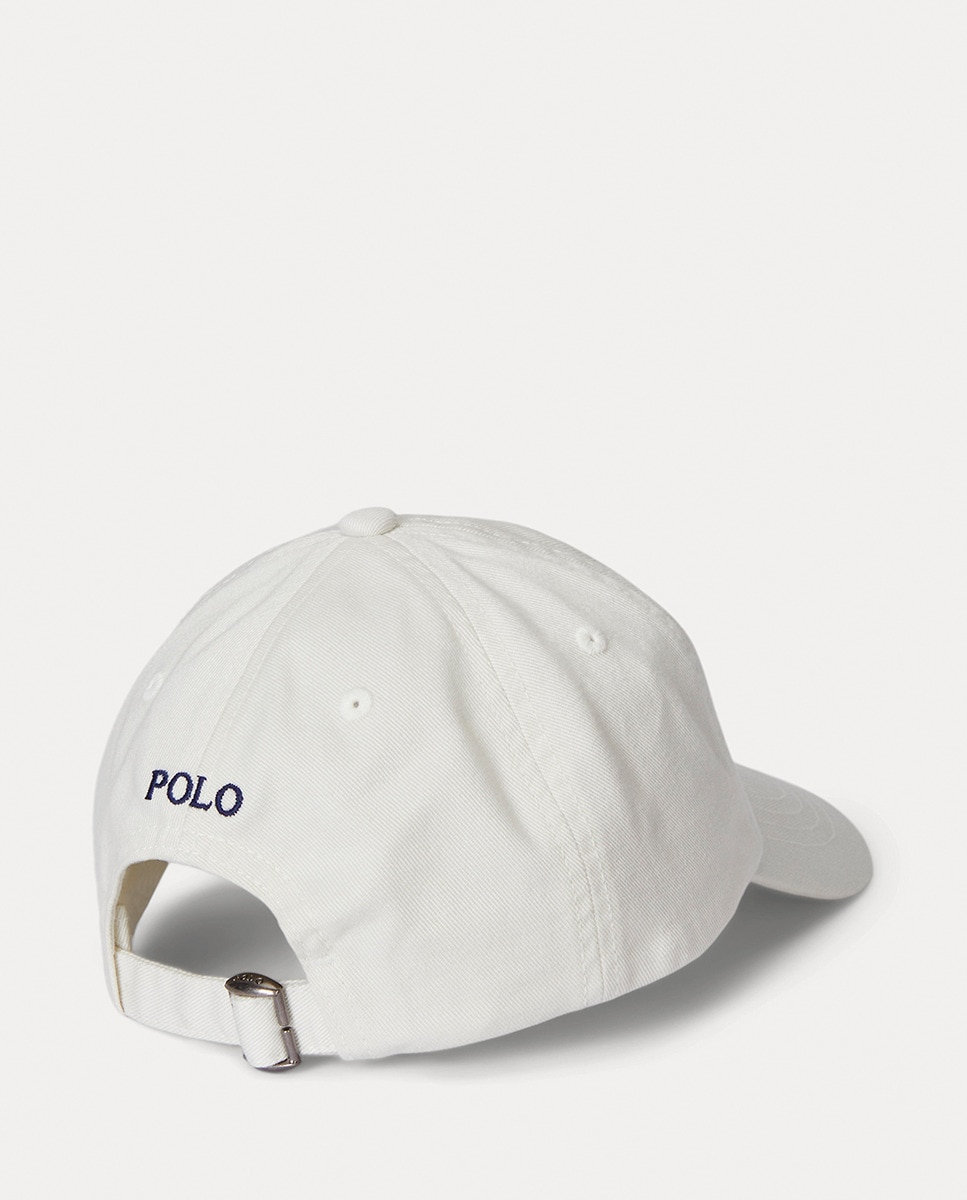 Boné Unissexo de Algodão com Polo Bear Branco-2
