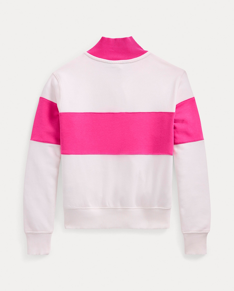 Sweatshirt com Meio Fecho de Correr e Logótipo Rosa-2