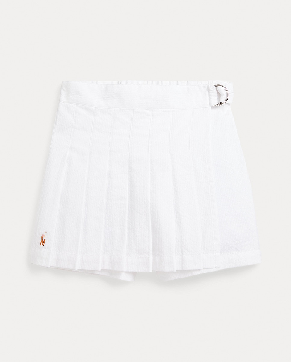 Saia-Calça de Algodão com Pregas Branco-3
