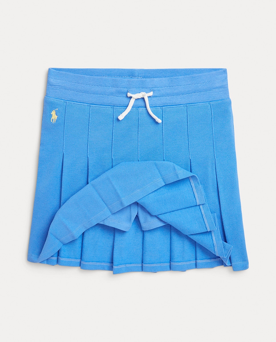 Saia-Calça com Pregas e Cintura Elástica Azul-índigo-3