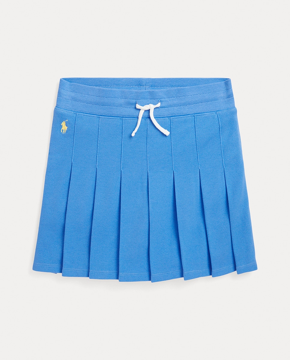 Saia-Calça com Pregas e Cintura Elástica Azul-índigo-1