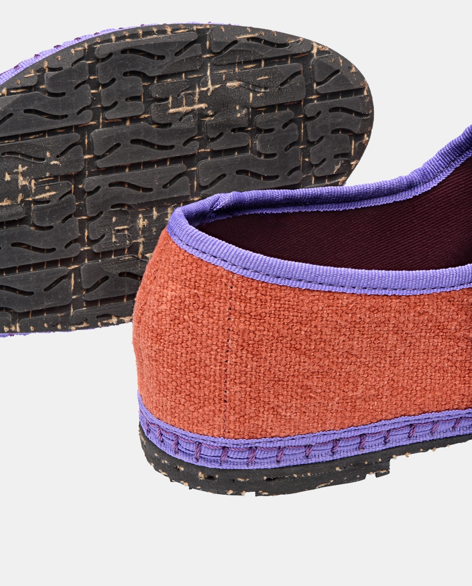 Sapatos de Presilha de Linho Laranja-telha-3