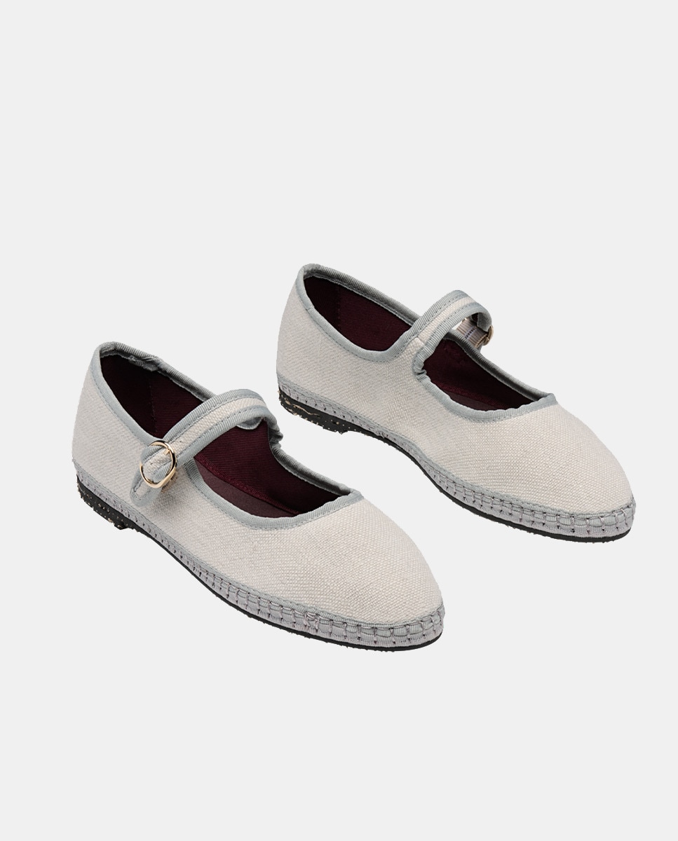 Sapatos de Presilha de Linho Branco-gelo-2