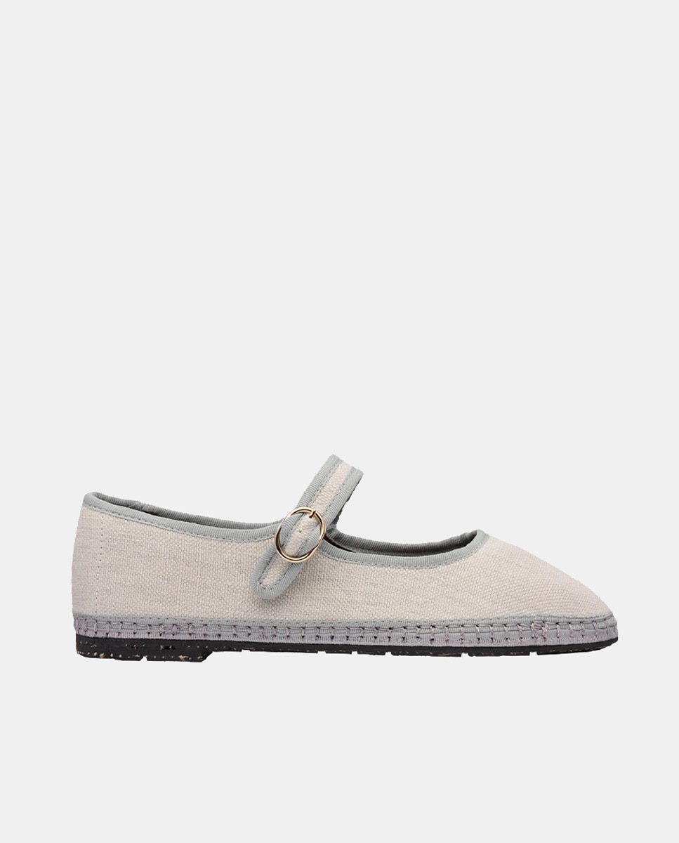 Sapatos de Presilha de Linho Branco-gelo-1