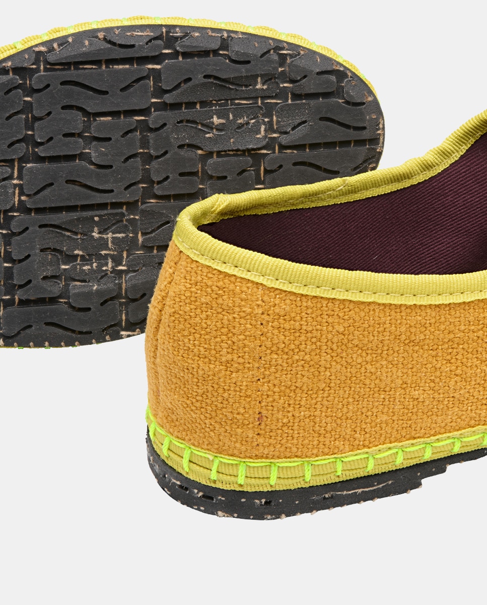 Sapatos de Presilha de Linho Amarelo-3