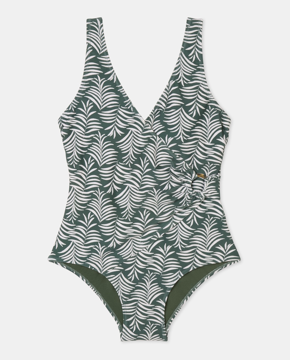 Bañador de mujer cruzado anilla Verde Agua-3