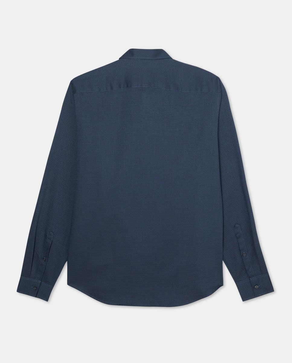 Camisa Button-Down com Manga Comprida e Micro Estampado Azul-claro-2