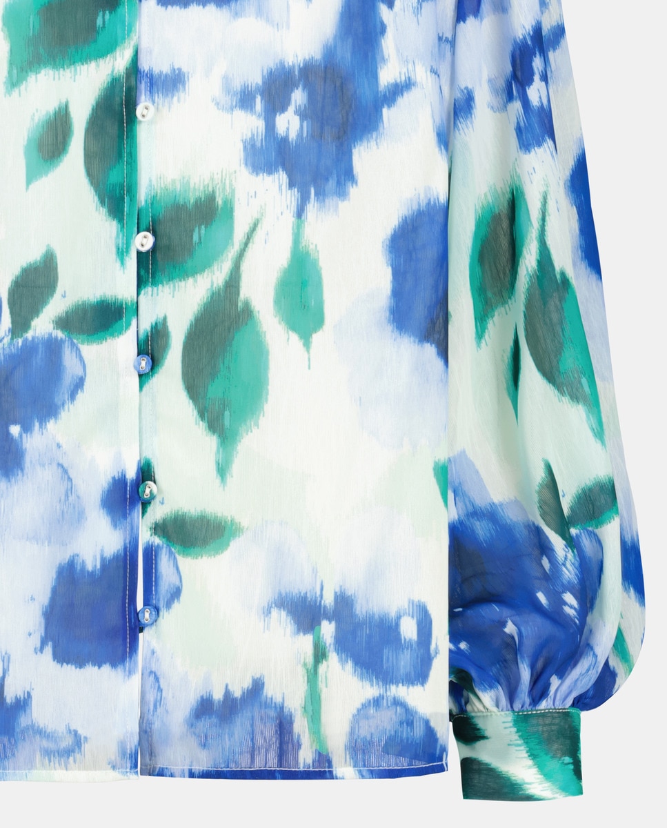 Top Estampado com Manga Comprida Azul-5