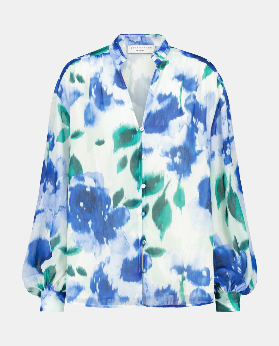 Top Estampado com Manga Comprida Azul-4