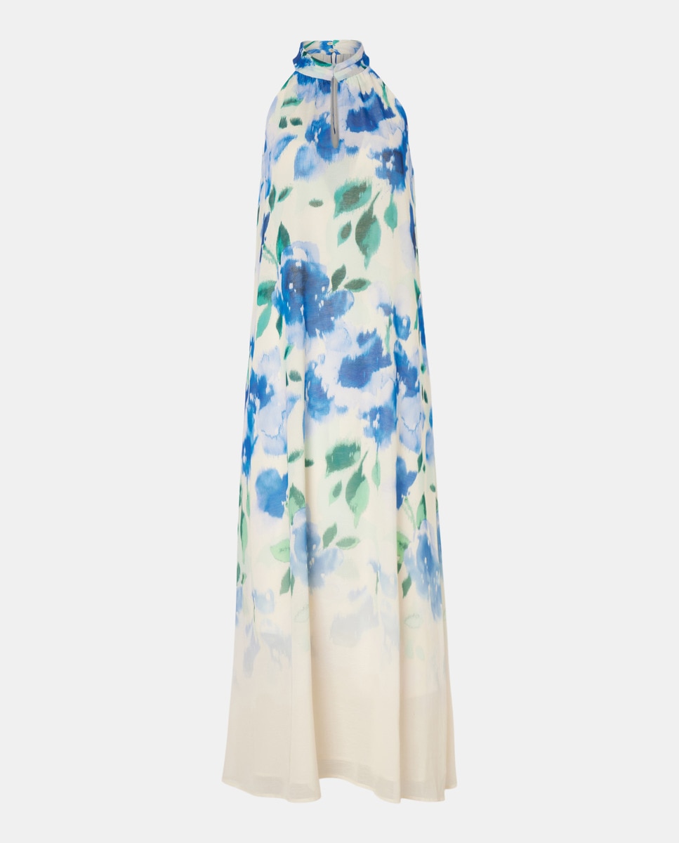 Vestido comprido sem mangas Azul-4